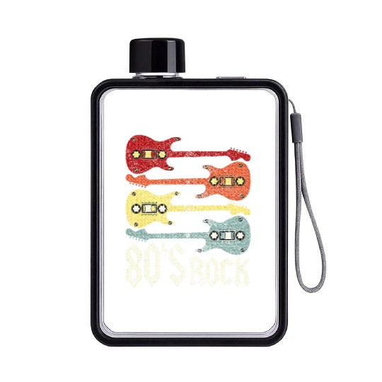 80s Rock Band Guitar Cassette Tape 1980s Flat Water Bottles