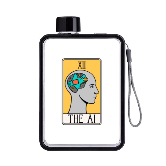 The AI Tarot Card - Artificial Intelligence Flat Water Bottles