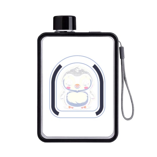 Im Not Short Im Penguin Size Chibi Kawaii Flat Water Bottles