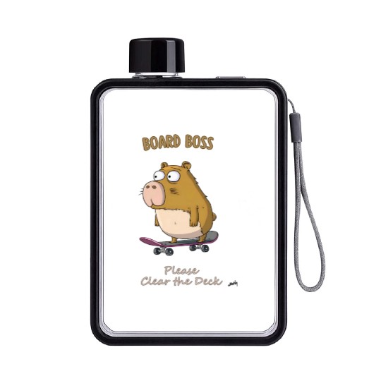 Skate Park Capy: The Capybara Cruiser Flat Water Bottles