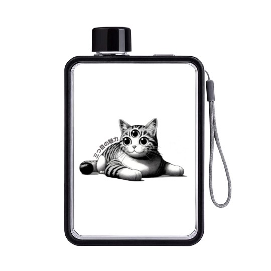 Three-Eyed Cat Enigma: A Mystical Japanese Marvel Flat Water Bottles