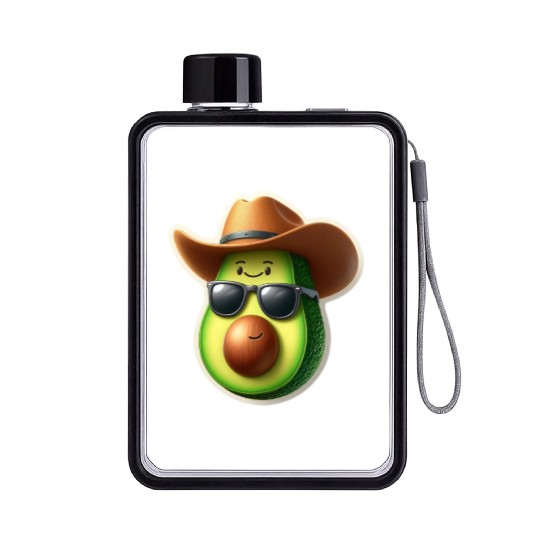 avocado wears hat Flat Water Bottles