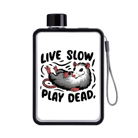 Funny Possum Live slow play dead Street Cat Flat Water Bottles