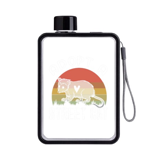 Adopt A Street Cat Funny Opossum Vintage Flat Water Bottles