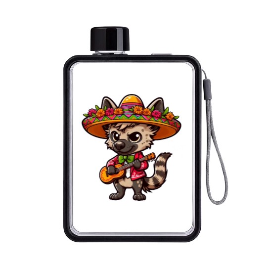 Cinco de Mayo Hyena Mariachi Guitar Flat Water Bottles