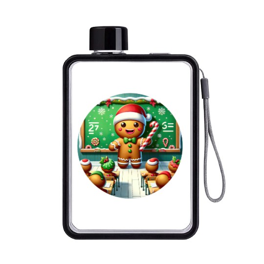 Gingerbread Teach's Yuletide Class Flat Water Bottles