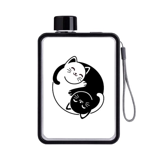 Yin and Yang Cats Flat Water Bottles