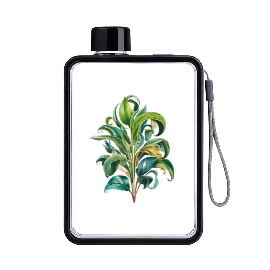 Watercolor Plant Hand Painted Flat Water Bottles