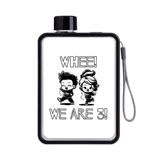 "Whee!! We Are 3!" Toddler Twins Birthday Flat Water Bottles