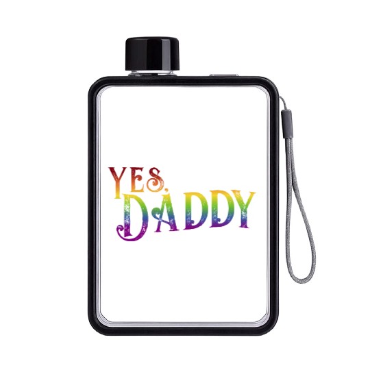 Yes Daddy pride rainbow gradient pride month lgbt Flat Water Bottles
