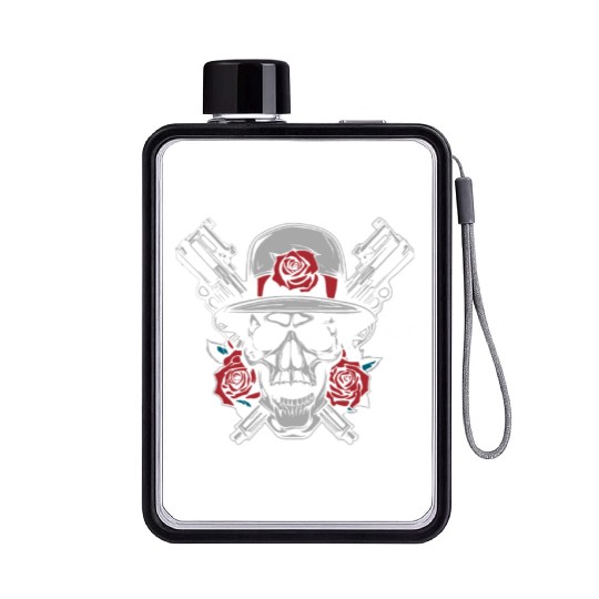 Skeleton Roses Guitar Skull Roses Guns Flat Water Bottles