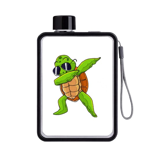 Dabbing Sea Turtle Animal Lover Save The Turtles Flat Water Bottles