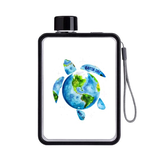 Earth Day Restore Earth Sea Turtle Art Flat Water Bottles
