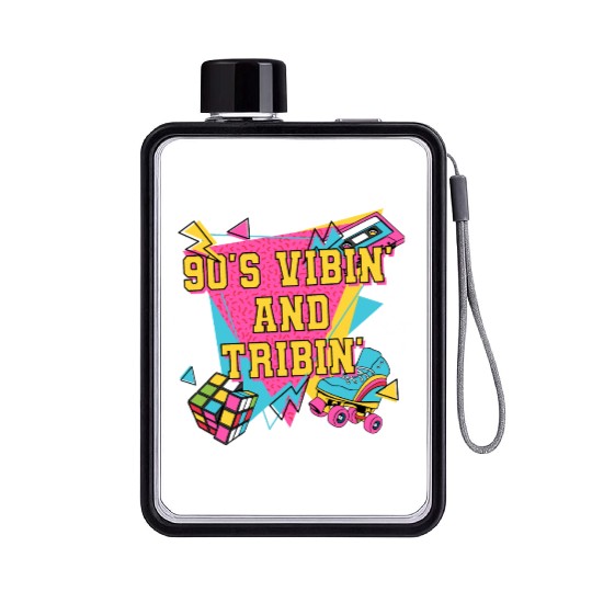 90s Vibin and Tribin 1990 Cool Chill Easygoing Par Flat Water Bottles