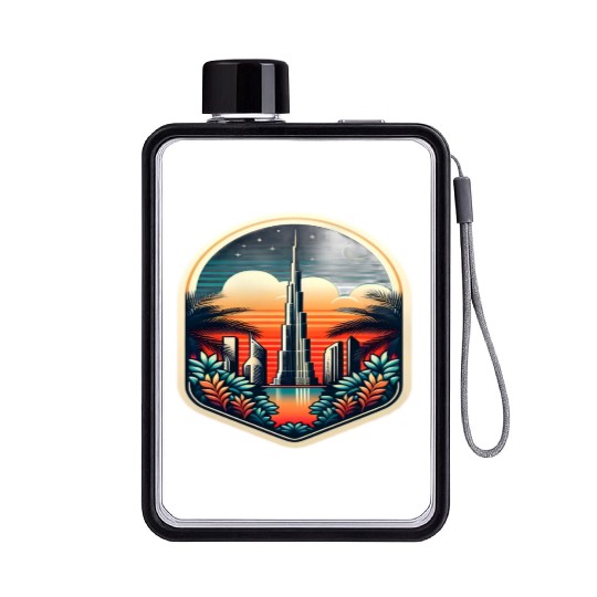 Dubai City United Arab Emirates Vintage Travel Flat Water Bottles