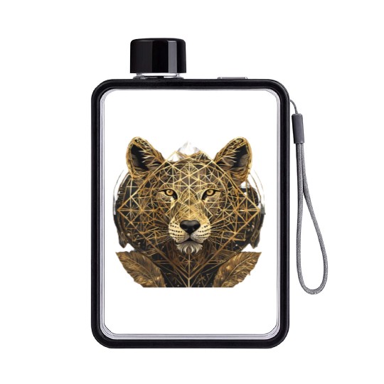 Lion face Flat Water Bottles