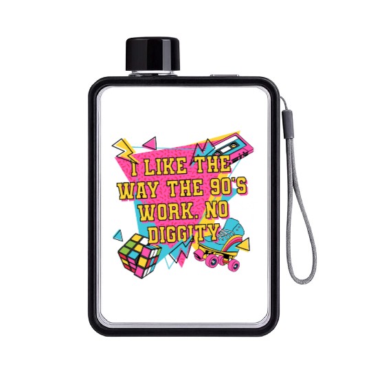 Like the 90s Work Retro 1990 Vintage Music Songs P Flat Water Bottles