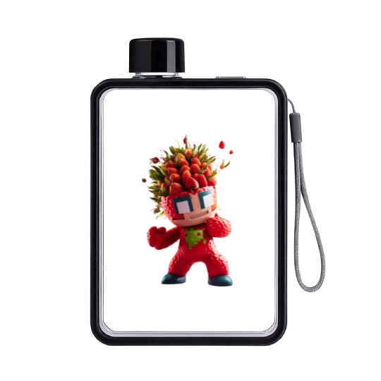 Strawberry Superhero: The Sweetest Defender of Fla Flat Water Bottles