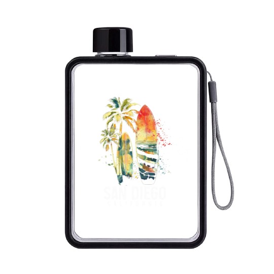 San Diego California Surf Surfer Gift Flat Water Bottles