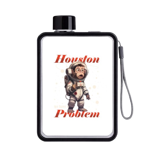 Houston we have a problem astronaut space monkey Flat Water Bottles