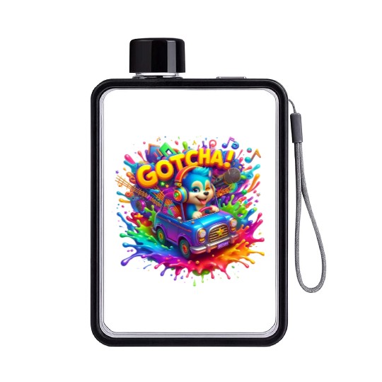 Stellar Cadence: Symphony of Neon Hues - GoTCha! Flat Water Bottles