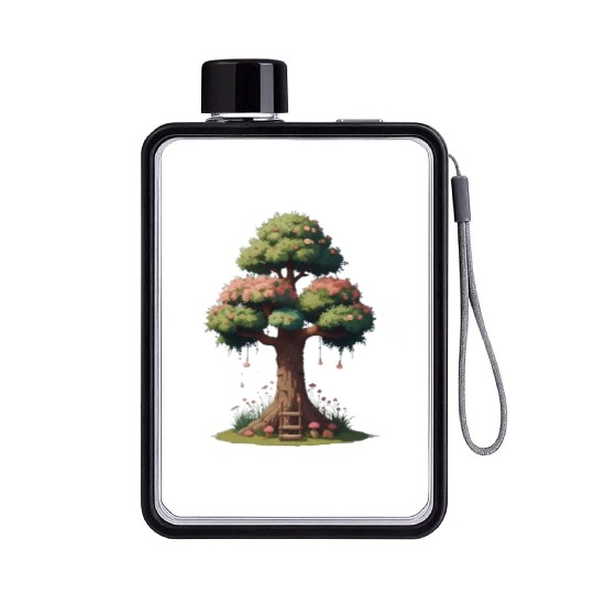 Colorful Tree Life is Really Good Tree Flat Water Bottles