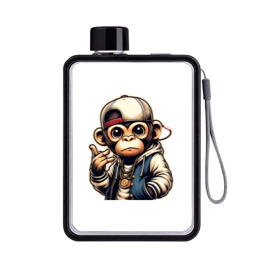 Flat Water Bottles Funny of a monkey dressed as rap