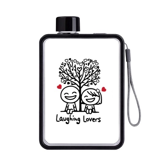 Joyful Lovers Laughing Together Flat Water Bottles