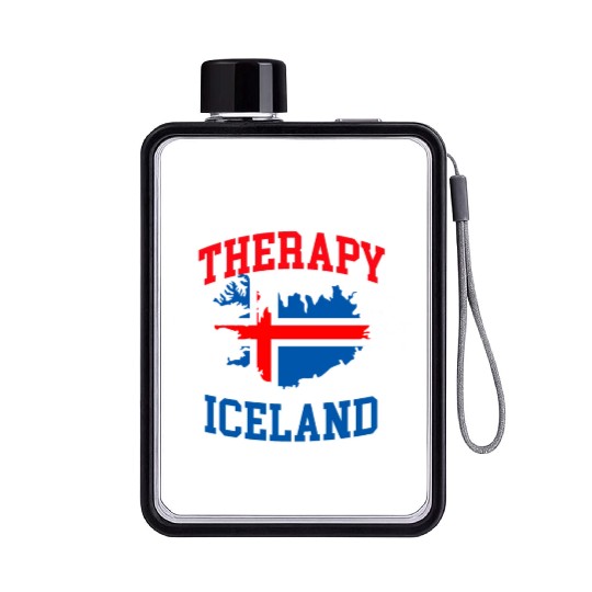 Iceland Flag Embrace The Northern Lights Design Flat Water Bottles