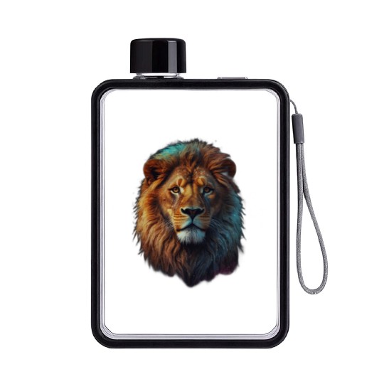 Geometric Lion Galaxy Collection Flat Water Bottles