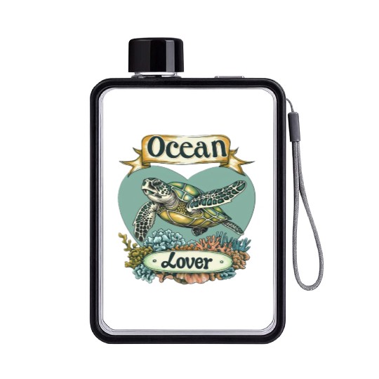 Ocean Lover Sea Turtle Flat Water Bottles