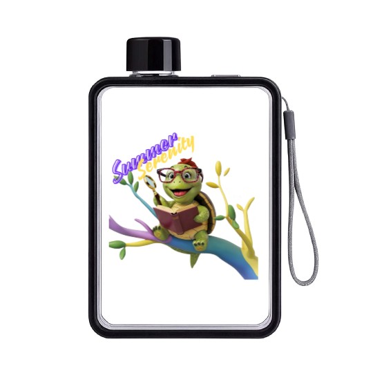 Cute Little Green Sea Turtle for Summer Aesthetic Flat Water Bottles