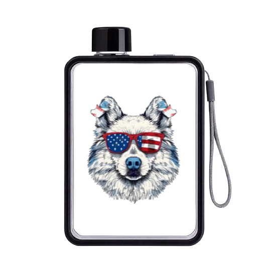 Eskimo dog. 4th July. American independence day Flat Water Bottles