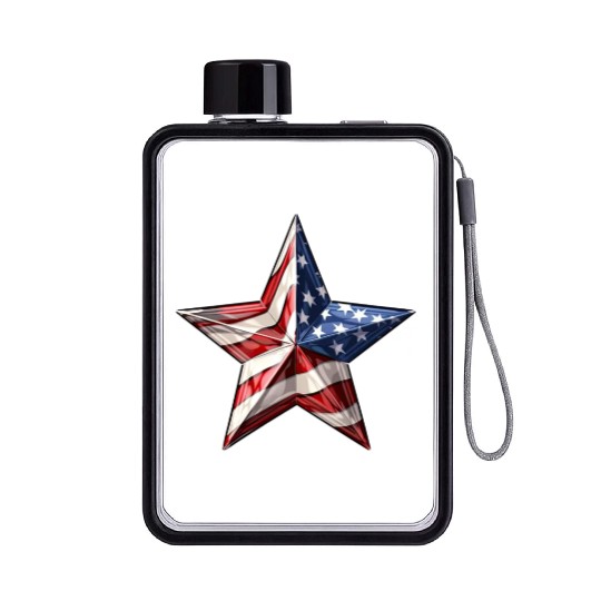 4th Of July, star Flat Water Bottles