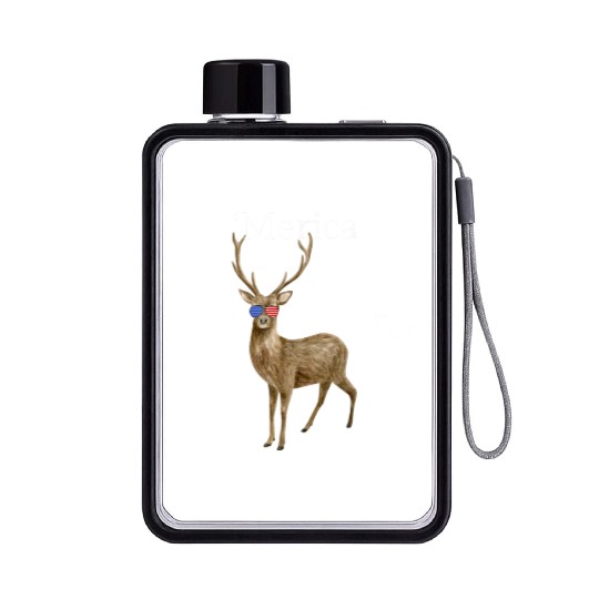 Merica Deer American Sunglasses Flat Water Bottles