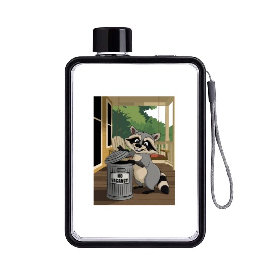 Racoon Trash Panda Metal Trash Can No Vacancy Flat Water Bottles