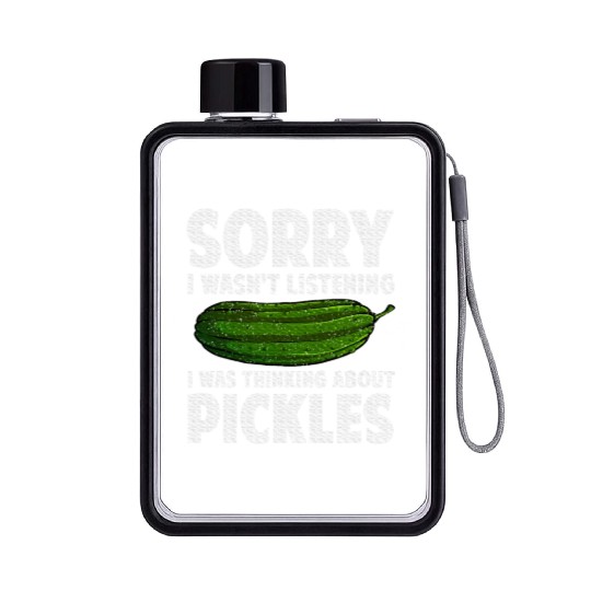 Pickle Design Cucumber Dill Pickle Lover Flat Water Bottles
