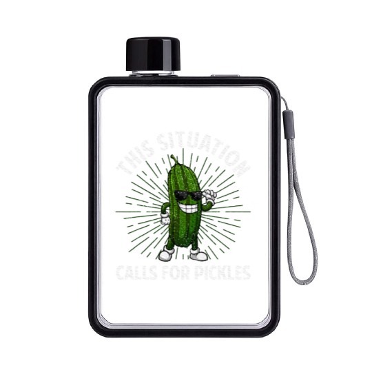 Pickle Design Cucumber Dill Pickle Lover Flat Water Bottles