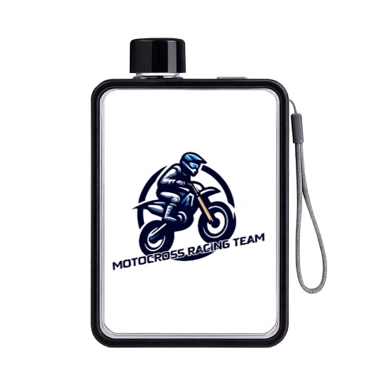 motocross racing team Flat Water Bottles