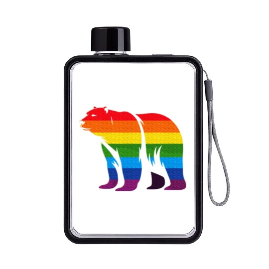 Polar Bear Rainbow LGBT Gay Pride Lesbian LGBT Flat Water Bottles