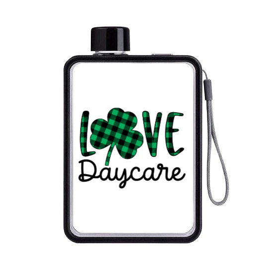 St Patricks Day Daycare Teacher Plaid Shamrock Flat Water Bottles
