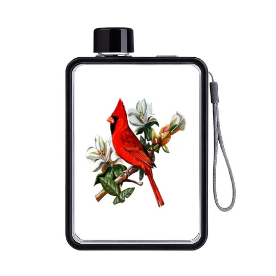 Northern Red Cardinal On A Branch Flat Water Bottles