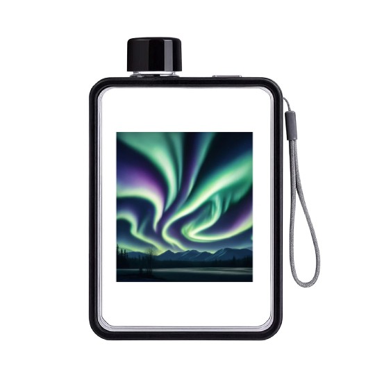 ultra realistic northern lights Flat Water Bottles