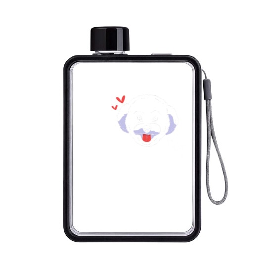 Cute Dog Face I Love My Bichon Frise Flat Water Bottles