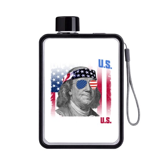 They Hate US Cuz They Ain't US Ben Franklin Flat Water Bottles