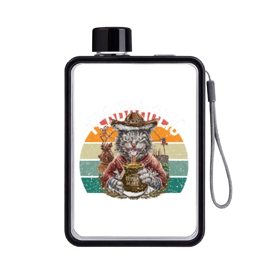 Yerba Mate Cat - Embrace the Yerbaholic Lifestyle! Flat Water Bottles