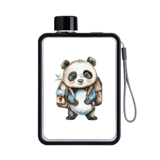 Watercolor Cute School Animals, Back to School Flat Water Bottles
