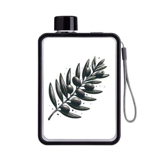 olive branch Flat Water Bottles