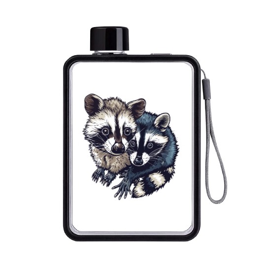 Opossum and raccoon Flat Water Bottles