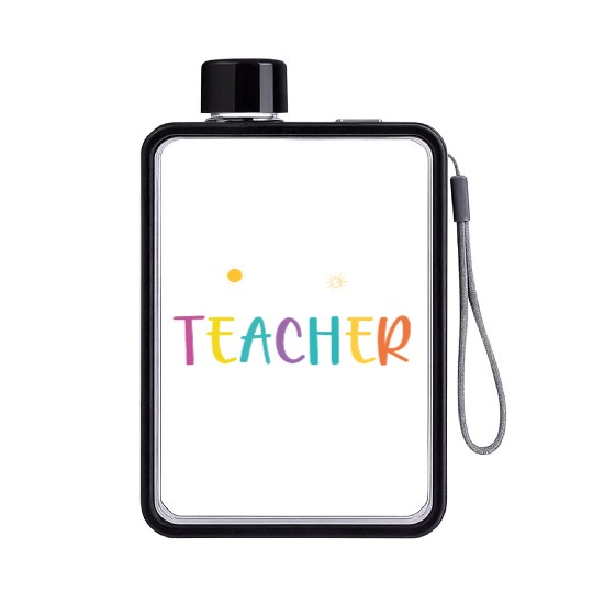hello teacher Happy day preschool summer student Flat Water Bottles